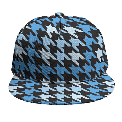 Blue Houndstooth Pattern Print Snapback Cap