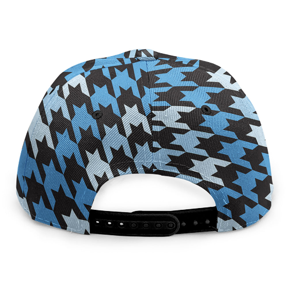 Blue Houndstooth Pattern Print Snapback Cap