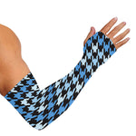Blue Houndstooth Pattern Print Sun Protection Arm Sleeves