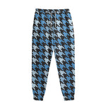 Blue Houndstooth Pattern Print Sweatpants