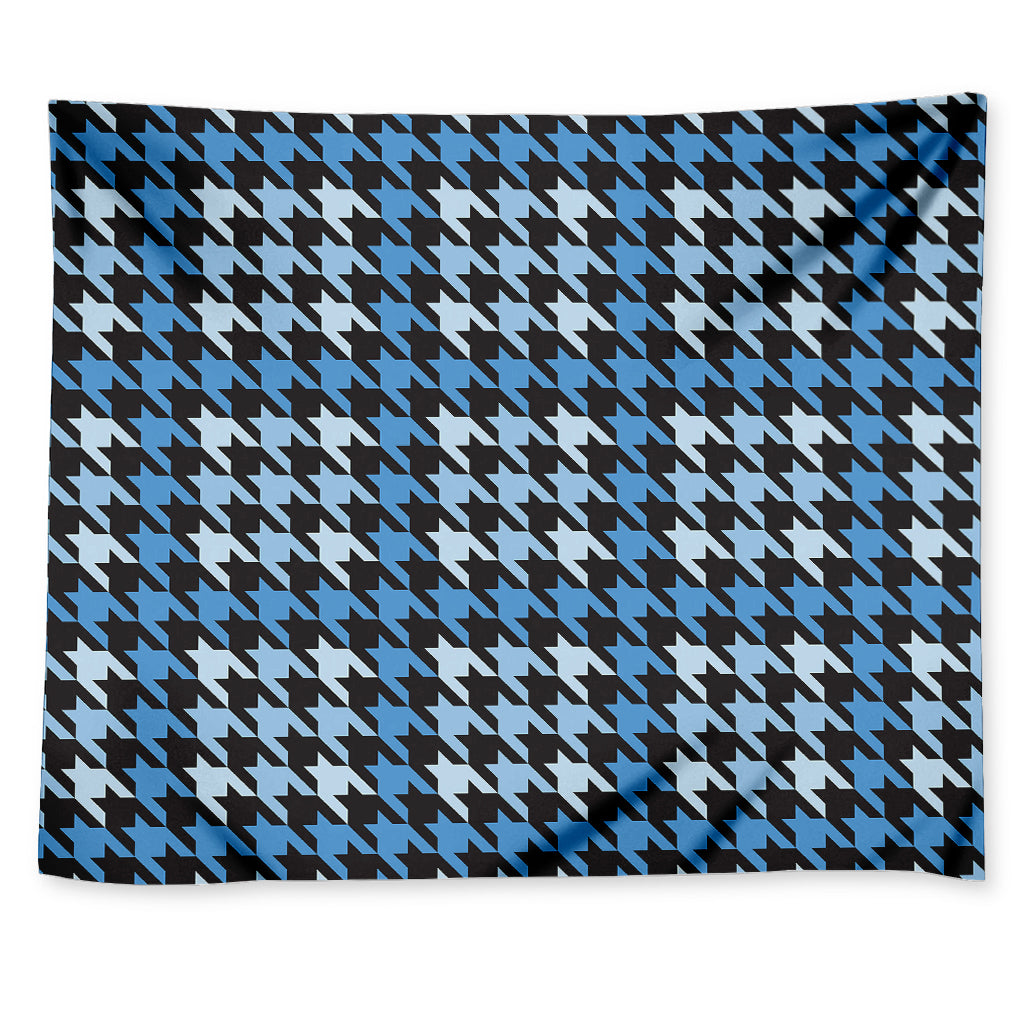 Blue Houndstooth Pattern Print Tapestry
