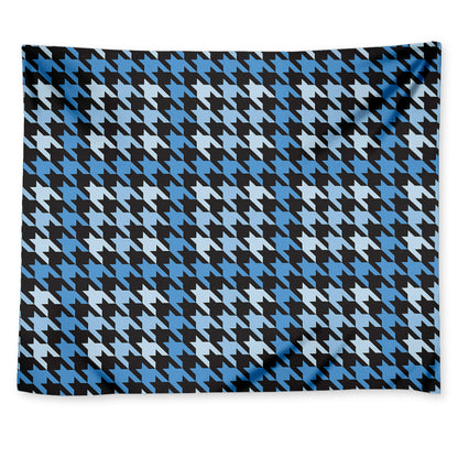 Blue Houndstooth Pattern Print Tapestry