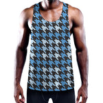 Blue Houndstooth Pattern Print Training Tank Top