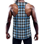 Blue Houndstooth Pattern Print Training Tank Top