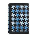Blue Houndstooth Pattern Print Trifold Wallet