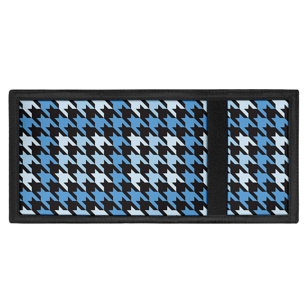 Blue Houndstooth Pattern Print Trifold Wallet