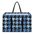 Blue Houndstooth Pattern Print Utility Tote Bag