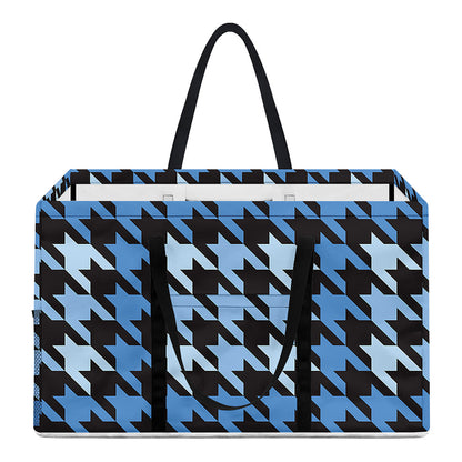 Blue Houndstooth Pattern Print Utility Tote Bag