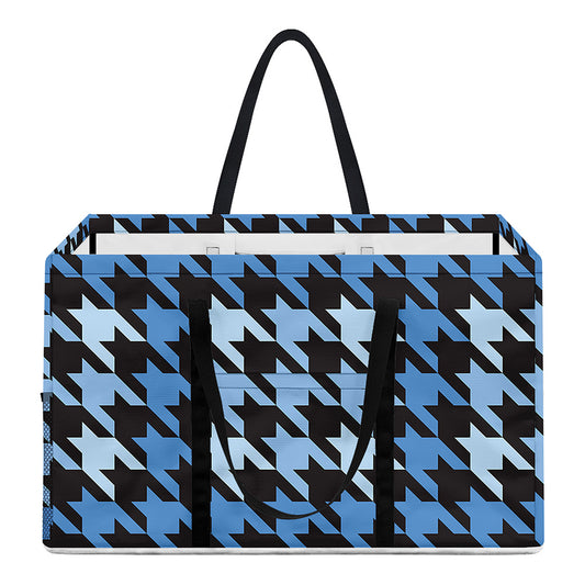 Blue Houndstooth Pattern Print Utility Tote Bag