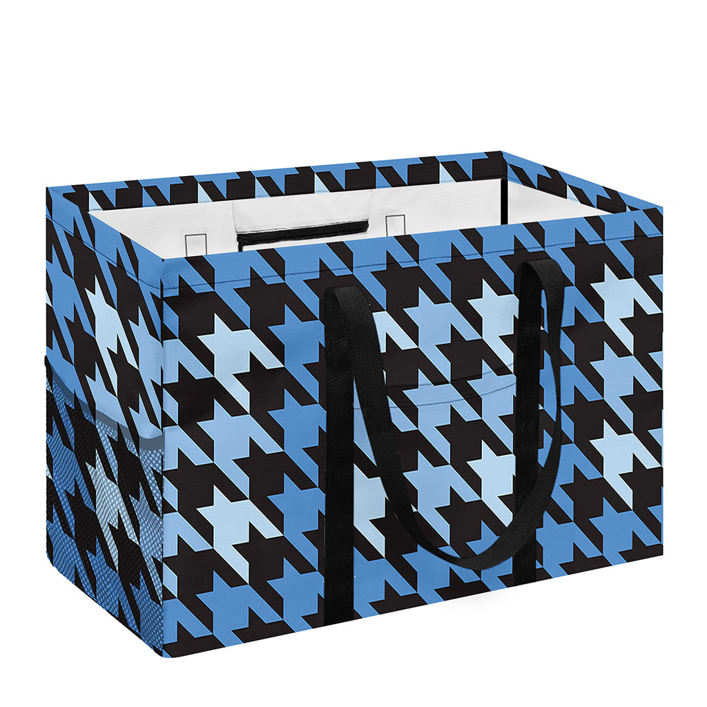 Blue Houndstooth Pattern Print Utility Tote Bag