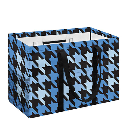 Blue Houndstooth Pattern Print Utility Tote Bag