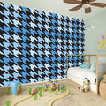 Blue Houndstooth Pattern Print Wall Sticker
