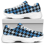 Blue Houndstooth Pattern Print White Chunky Shoes