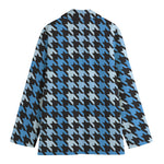 Blue Houndstooth Pattern Print Women's Blazer