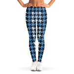Blue Houndstooth Pattern Print Women's Leggings