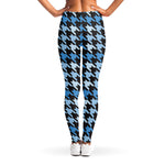 Blue Houndstooth Pattern Print Women's Leggings