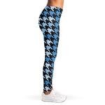 Blue Houndstooth Pattern Print Women's Leggings
