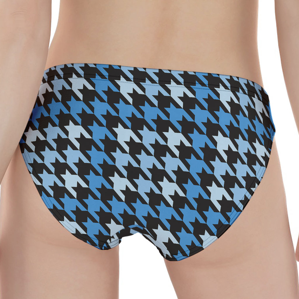 Blue Houndstooth Pattern Print Women's Panties