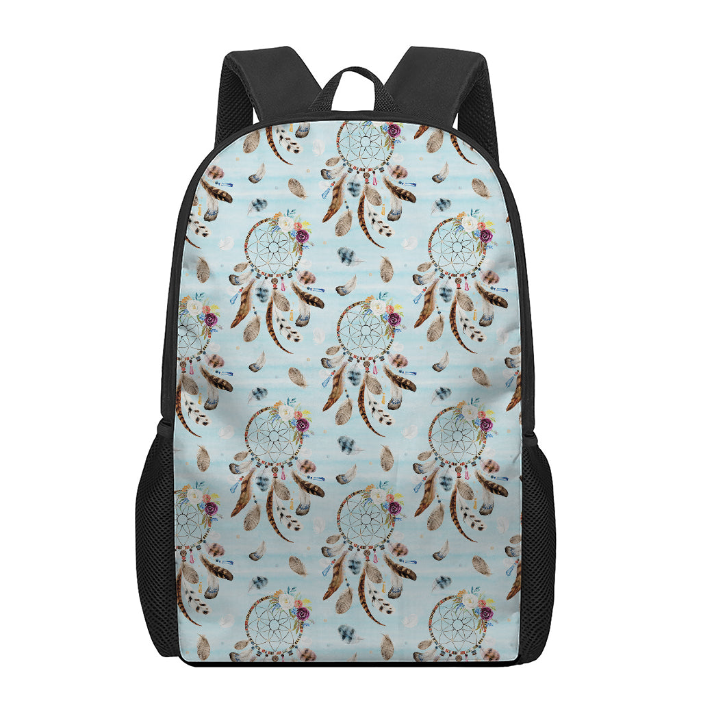 Blue Indian Dream Catcher Pattern Print 17 Inch Backpack