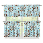 Blue Indian Dream Catcher Pattern Print 3 Piece Kitchen Curtains