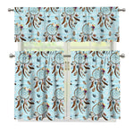 Blue Indian Dream Catcher Pattern Print 3 Piece Kitchen Curtains