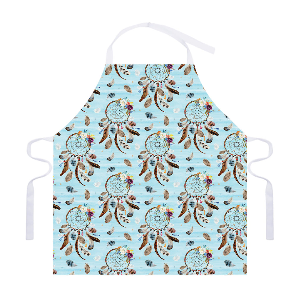 Blue Indian Dream Catcher Pattern Print Adjustable Apron