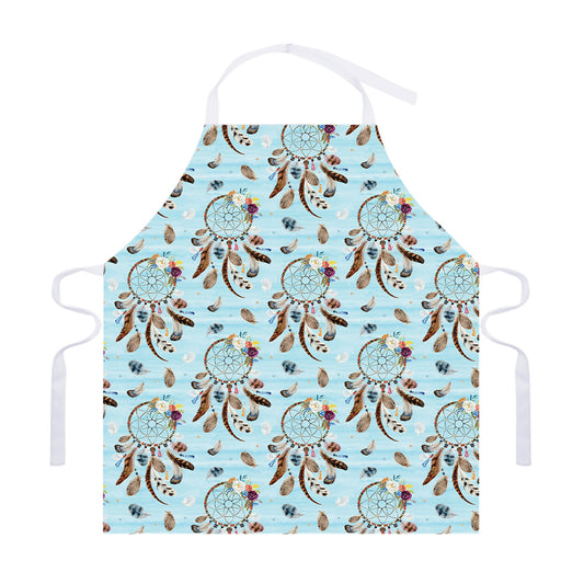 Blue Indian Dream Catcher Pattern Print Adjustable Apron