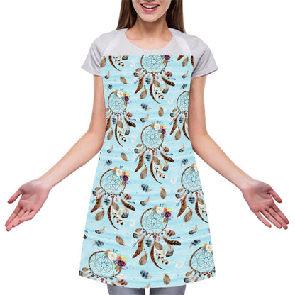 Blue Indian Dream Catcher Pattern Print Adjustable Apron