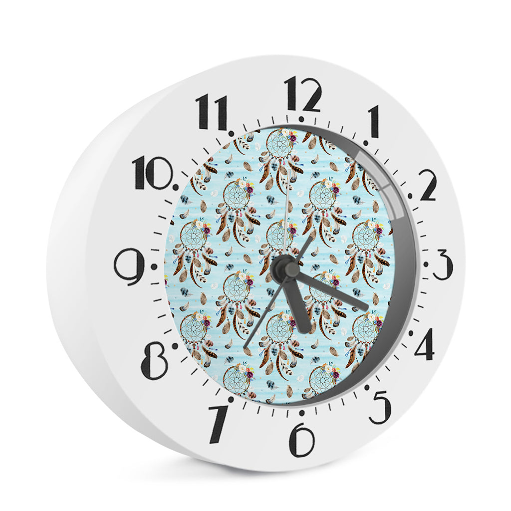 Blue Indian Dream Catcher Pattern Print Alarm Clock