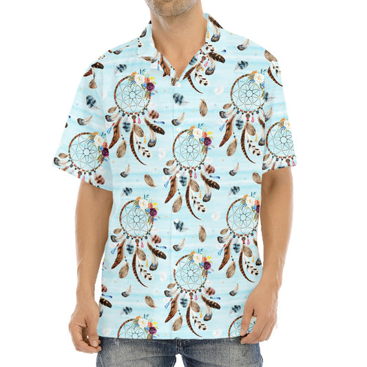 Blue Indian Dream Catcher Pattern Print Aloha Shirt