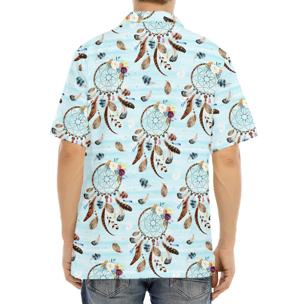 Blue Indian Dream Catcher Pattern Print Aloha Shirt