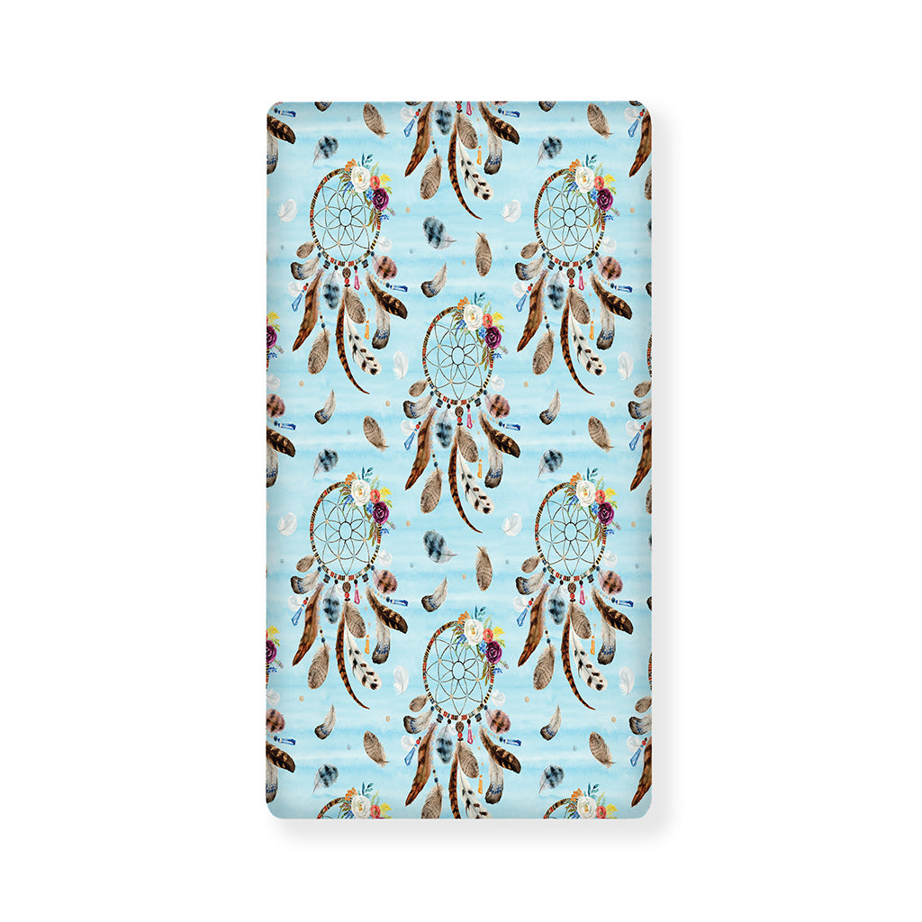 Blue Indian Dream Catcher Pattern Print Baby Crib Sheet