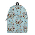 Blue Indian Dream Catcher Pattern Print School Backpack