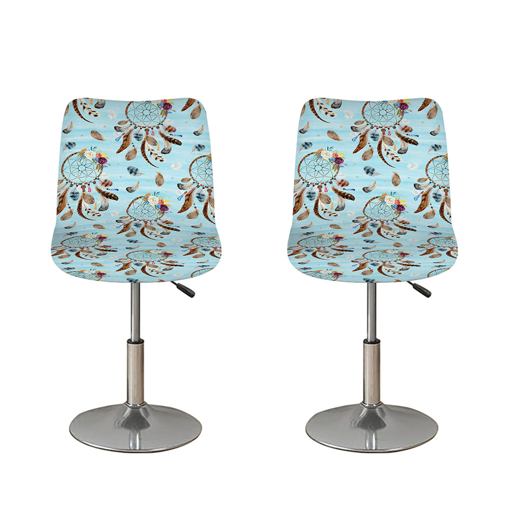 Blue Indian Dream Catcher Pattern Print Bar Stool Covers