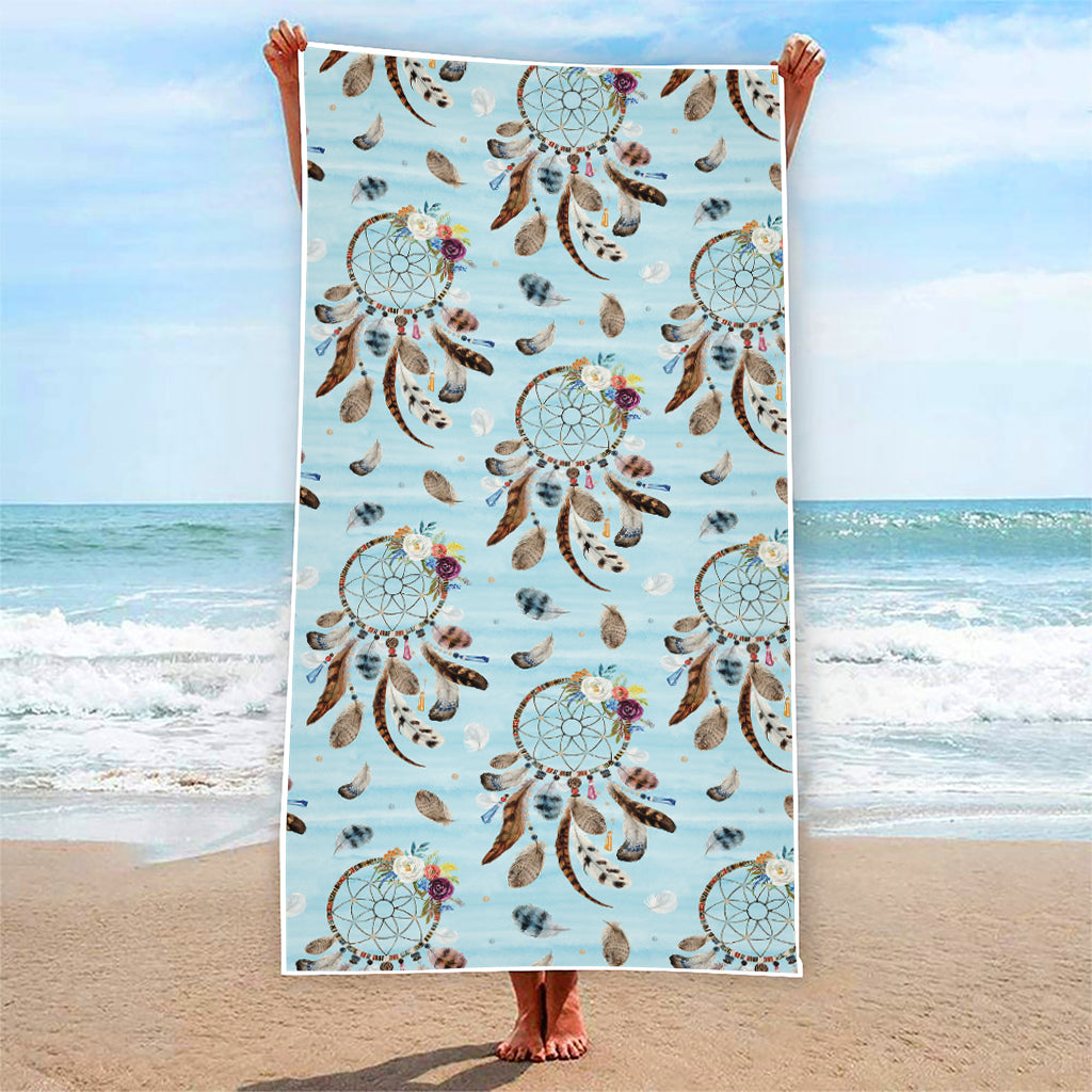 Blue Indian Dream Catcher Pattern Print Beach Towel