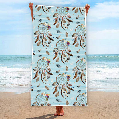 Blue Indian Dream Catcher Pattern Print Beach Towel