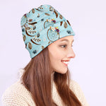 Blue Indian Dream Catcher Pattern Print Beanie