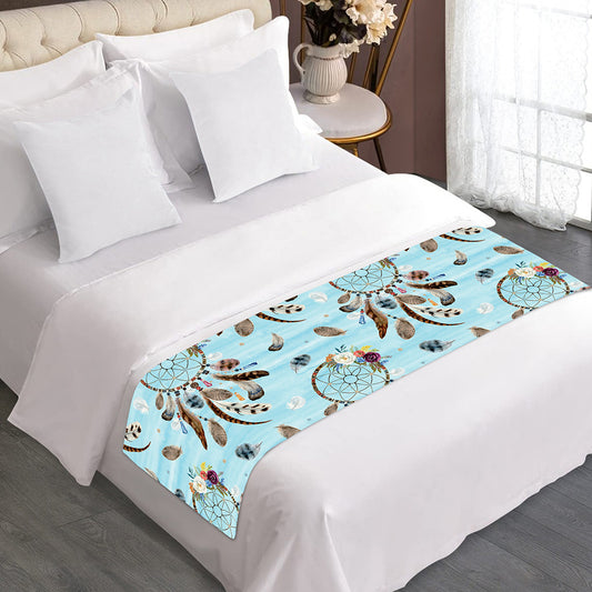 Blue Indian Dream Catcher Pattern Print Bed Runner