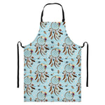 Blue Indian Dream Catcher Pattern Print Bib Apron With Pocket