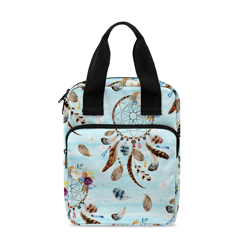 Blue Indian Dream Catcher Pattern Print Bible Tote Bag