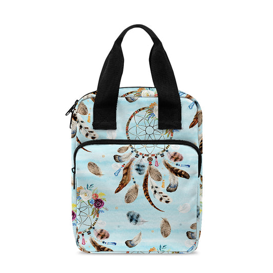 Blue Indian Dream Catcher Pattern Print Bible Tote Bag