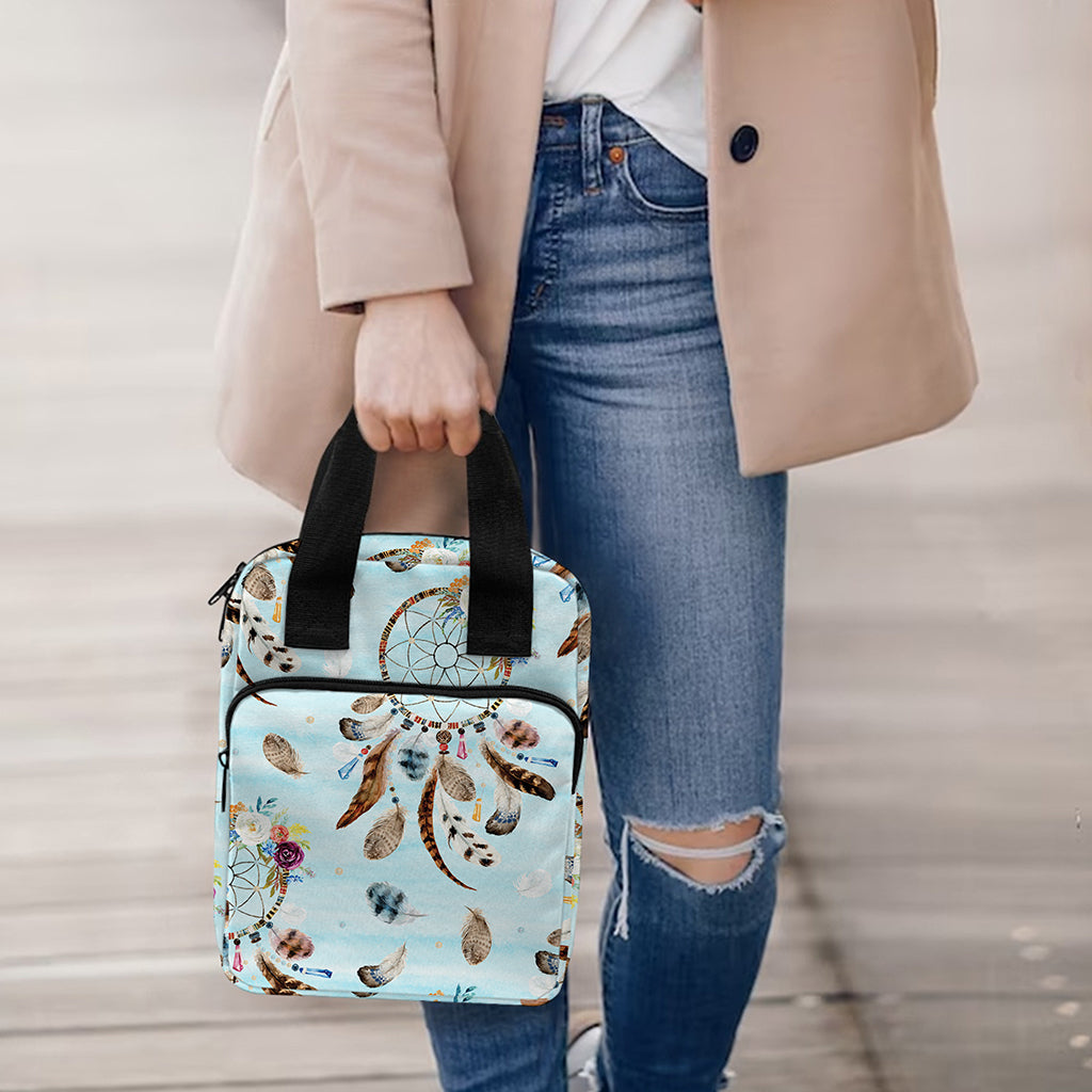 Blue Indian Dream Catcher Pattern Print Bible Tote Bag