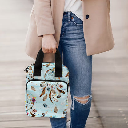 Blue Indian Dream Catcher Pattern Print Bible Tote Bag