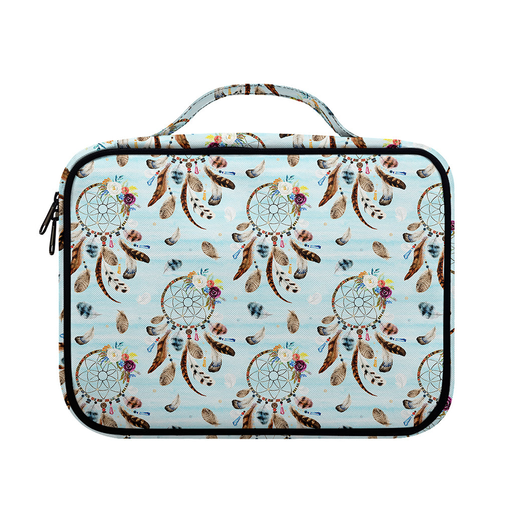 Blue Indian Dream Catcher Pattern Print Briefcase Bible Bag