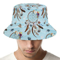 Blue Indian Dream Catcher Pattern Print Bucket Hat