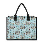 Blue Indian Dream Catcher Pattern Print Canvas Tote Bag