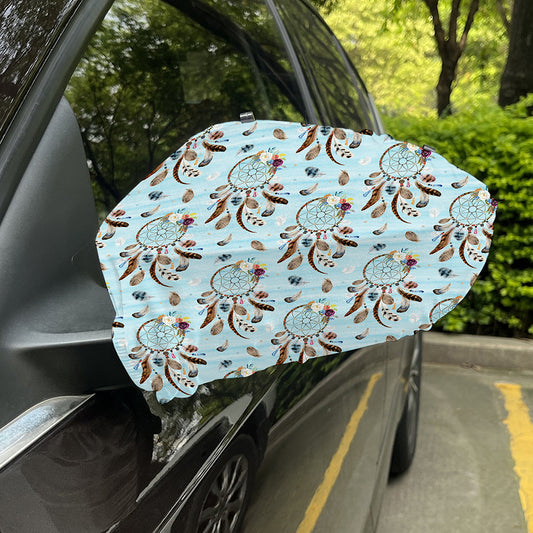 Blue Indian Dream Catcher Pattern Print Car Side Mirror Covers