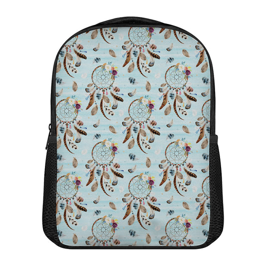 Blue Indian Dream Catcher Pattern Print Casual Backpack