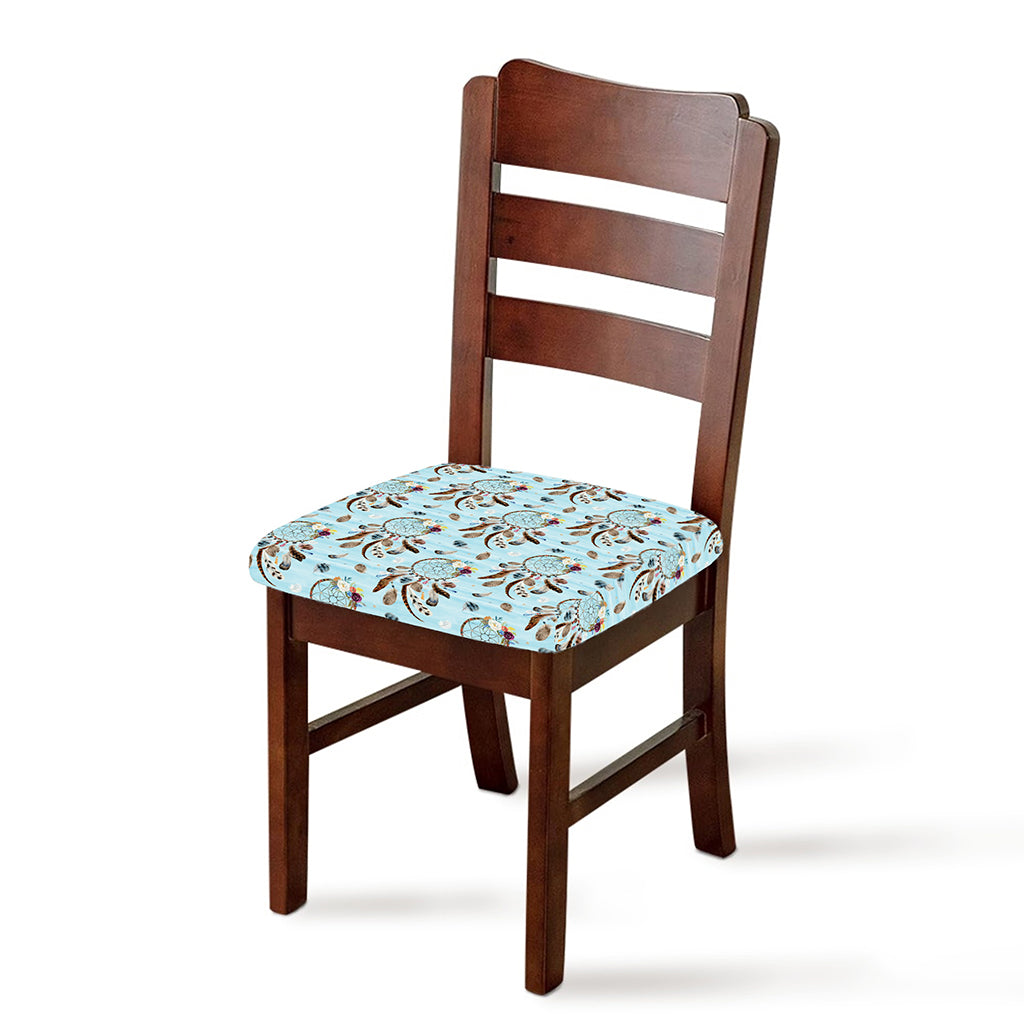 Blue Indian Dream Catcher Pattern Print Chair Cushion Cover
