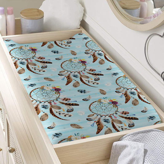 Blue Indian Dream Catcher Pattern Print Changing Pad Cover